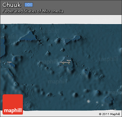 Satellite 3D Map of Chuuk, darken
