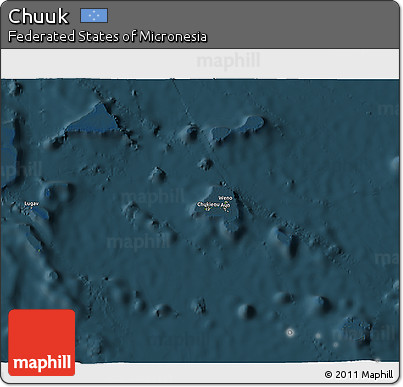 Satellite 3D Map of Chuuk, darken