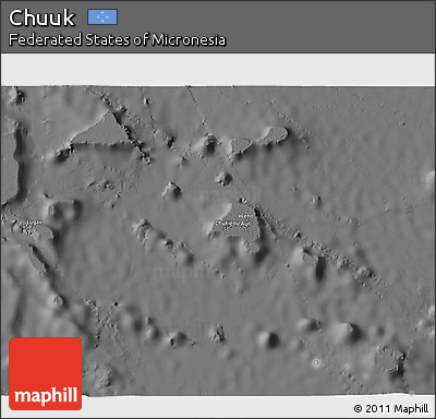 Satellite 3D Map of Chuuk, desaturated
