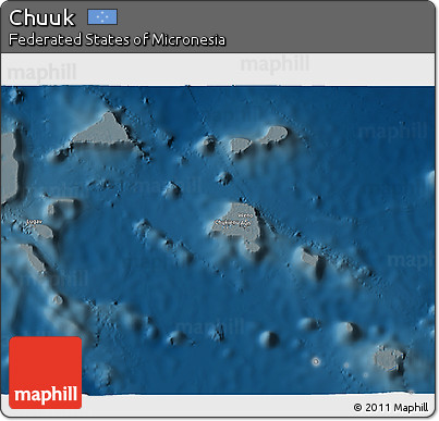 Shaded Relief 3D Map of Chuuk, darken