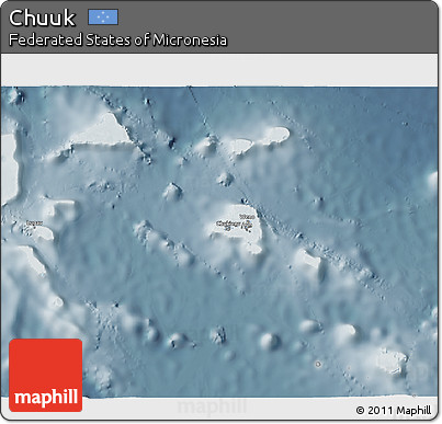 Shaded Relief 3D Map of Chuuk, semi-desaturated