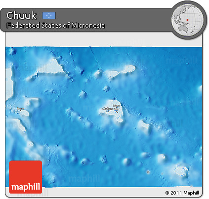 Shaded Relief 3D Map of Chuuk, single color outside