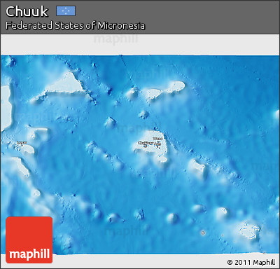 Shaded Relief 3D Map of Chuuk, single color outside