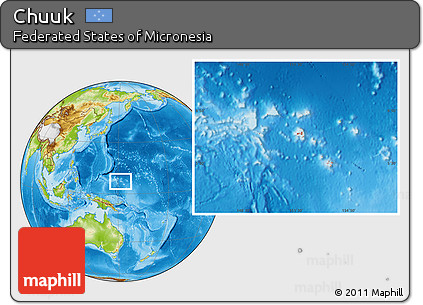 Physical Location Map of Chuuk, highlighted country