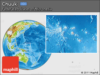 Physical Location Map of Chuuk, highlighted country