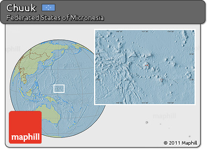 Savanna Style Location Map of Chuuk, highlighted country, hill shading