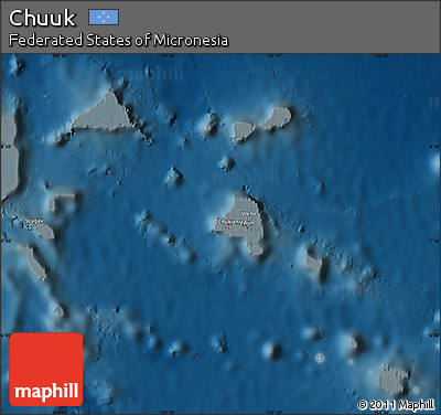 Physical Map of Chuuk, darken