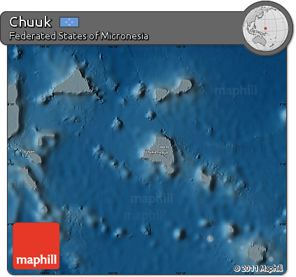 Physical Map of Chuuk, darken