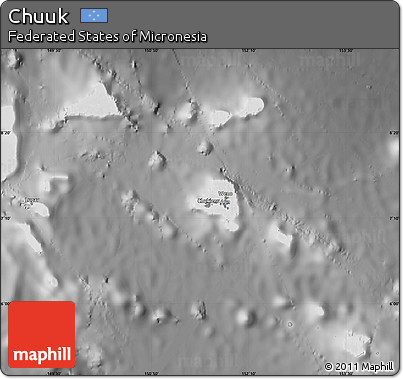 Physical Map of Chuuk, desaturated
