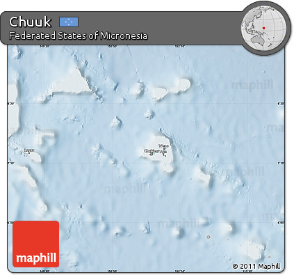 Physical Map of Chuuk, lighten