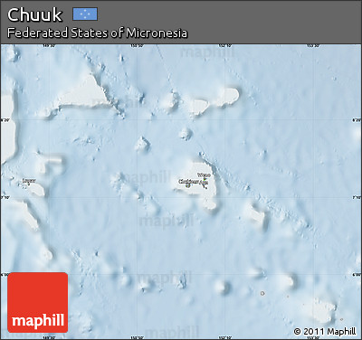 Physical Map of Chuuk, lighten