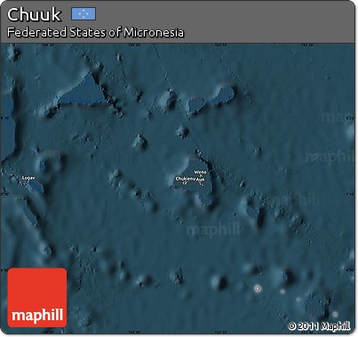 Satellite Map of Chuuk, darken