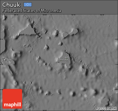 Satellite Map of Chuuk, desaturated