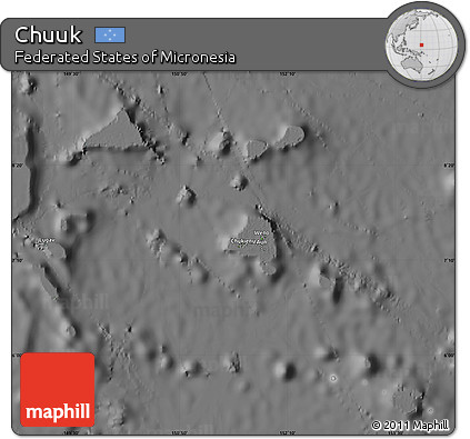 Satellite Map of Chuuk, desaturated