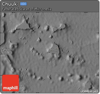 Satellite Map of Chuuk, desaturated