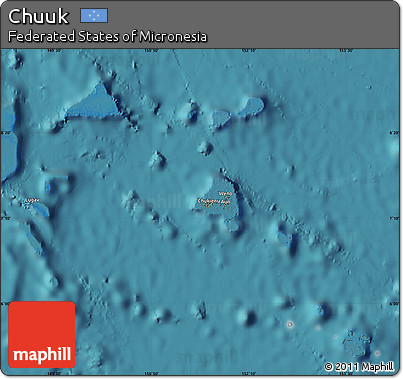 Satellite Map of Chuuk, single color outside