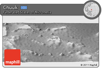 Physical Panoramic Map of Chuuk, desaturated
