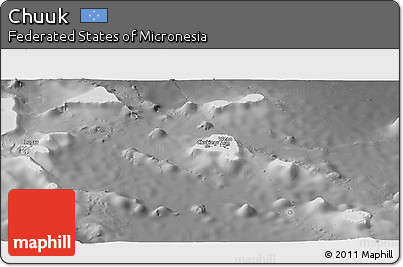 Physical Panoramic Map of Chuuk, desaturated