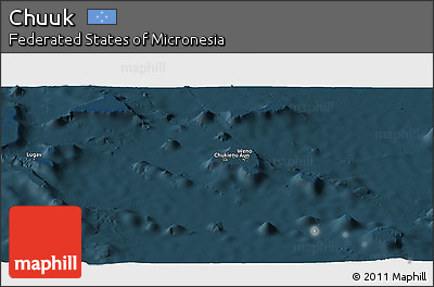 Satellite Panoramic Map of Chuuk, darken