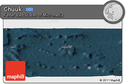 Satellite Panoramic Map of Chuuk, darken