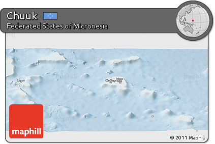 Shaded Relief Panoramic Map of Chuuk, lighten