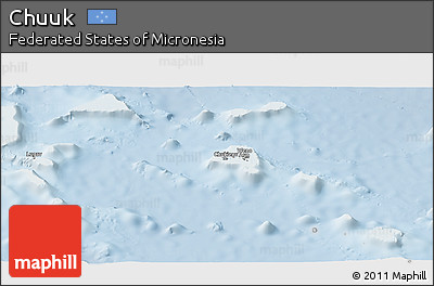 Shaded Relief Panoramic Map of Chuuk, lighten