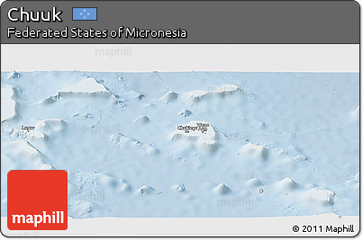Shaded Relief Panoramic Map of Chuuk, lighten