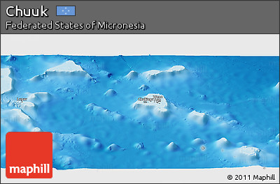 Shaded Relief Panoramic Map of Chuuk, physical outside