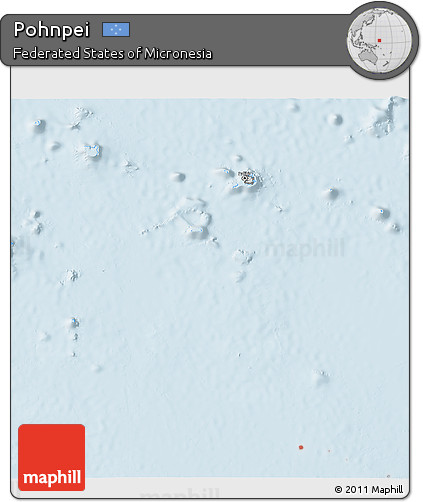 Gray 3D Map of Pohnpei, single color outside