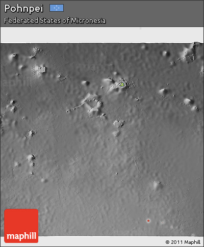Physical 3D Map of Pohnpei, darken, desaturated