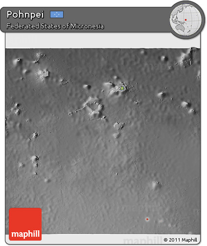 Physical 3D Map of Pohnpei, darken, desaturated