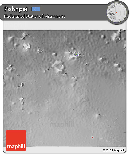 Physical 3D Map of Pohnpei, desaturated
