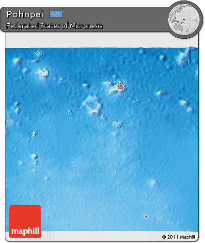 Political 3D Map of Pohnpei, physical outside