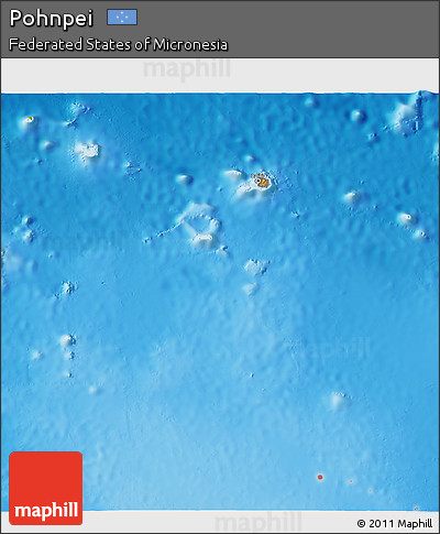 Political 3D Map of Pohnpei, physical outside
