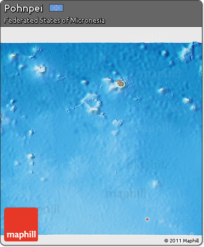 Political 3D Map of Pohnpei, physical outside