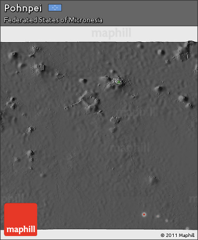Satellite 3D Map of Pohnpei, darken, desaturated