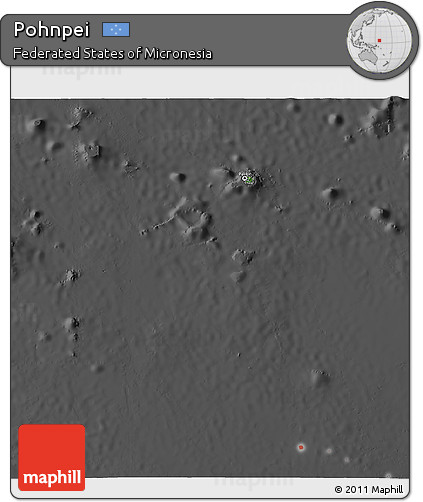 Satellite 3D Map of Pohnpei, darken, desaturated