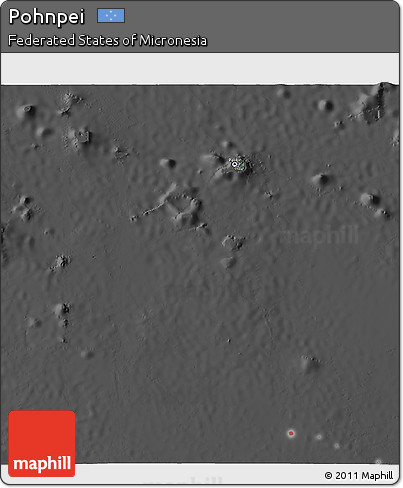 Satellite 3D Map of Pohnpei, darken, desaturated