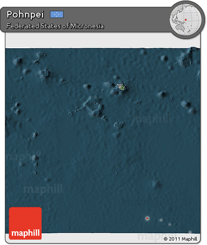 Satellite 3D Map of Pohnpei, darken