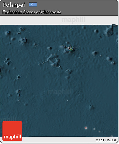 Satellite 3D Map of Pohnpei, darken