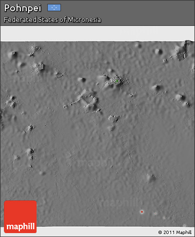 Satellite 3D Map of Pohnpei, desaturated