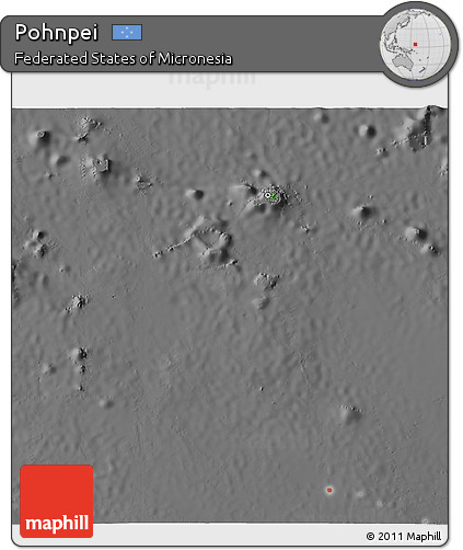 Satellite 3D Map of Pohnpei, desaturated