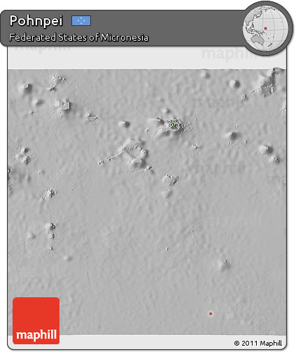 Satellite 3D Map of Pohnpei, lighten, desaturated