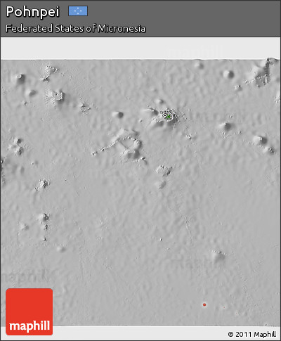 Satellite 3D Map of Pohnpei, lighten, desaturated