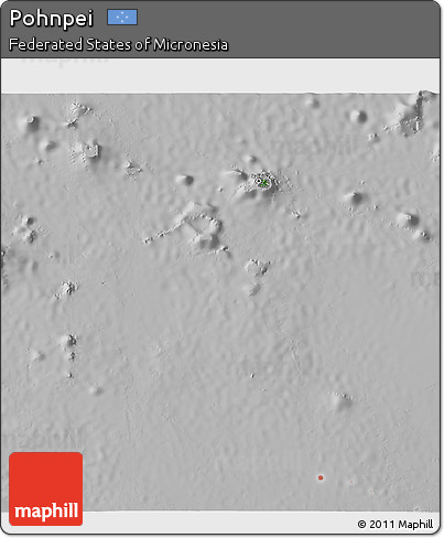 Satellite 3D Map of Pohnpei, lighten, desaturated