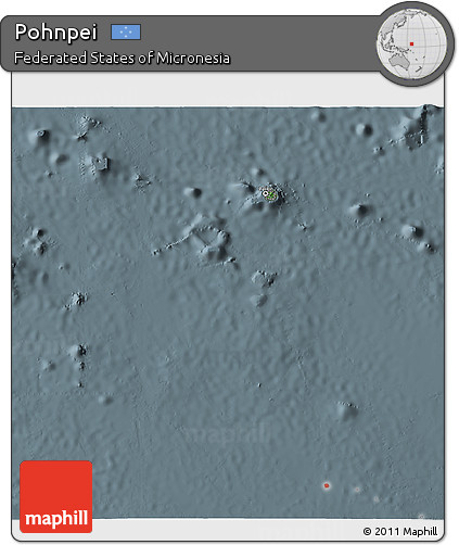 Satellite 3D Map of Pohnpei, semi-desaturated