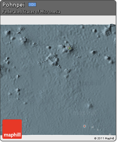 Satellite 3D Map of Pohnpei, semi-desaturated