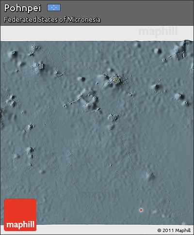 Satellite 3D Map of Pohnpei, semi-desaturated