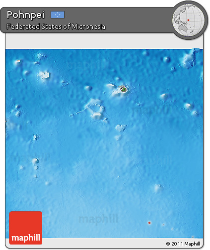 Satellite 3D Map of Pohnpei, shaded relief outside