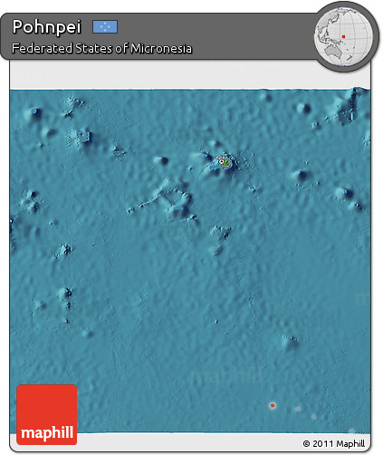 Satellite 3D Map of Pohnpei, single color outside